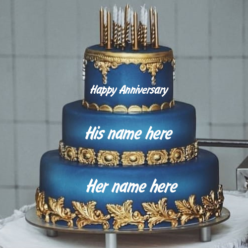 Wedding Anniversary Cake with Name Customization