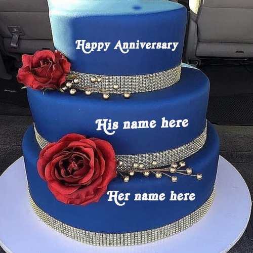 Happy Wedding Anniversary Cake with Name Customization