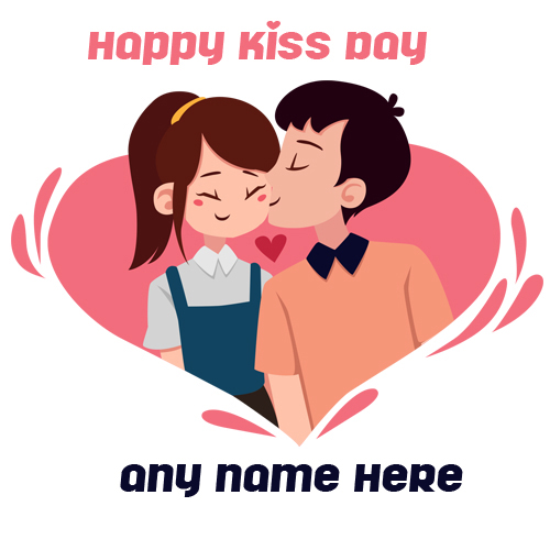 Unique Kiss Day Greeting Card With Custom Name