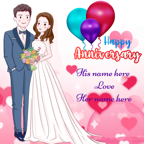 Happy Anniversary Card with Couple's Name Customization