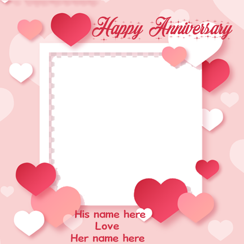 Happy Anniversary Card with Name and Photo Frame