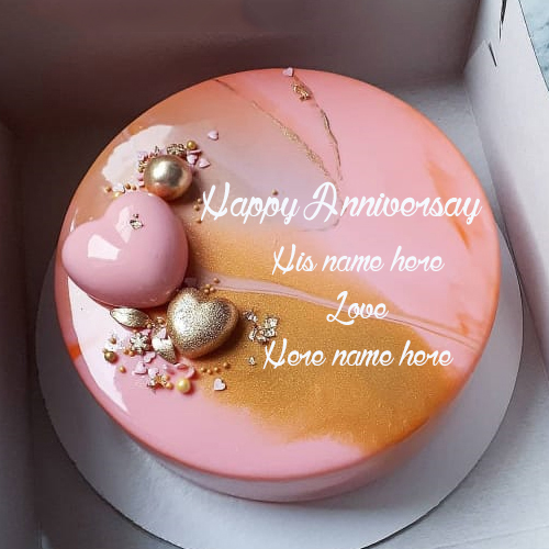 Golden Anniversary Cake with Name Customization Online