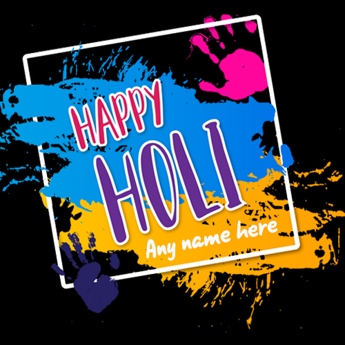 Happy Holi Greeting Card with Name Free Editing