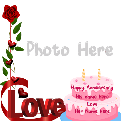 Wedding Anniversary Card with Name and Photo Free Download