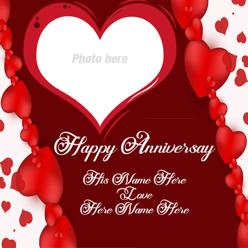 Wedding Anniversary Card with Name and Photo Editing