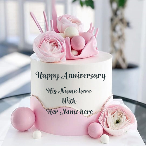 Happy Anniversary Cake with Name Editing