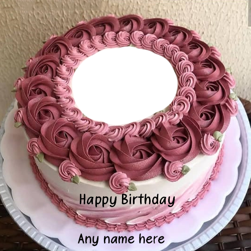 Happy Birthday Cake with Name and Photo Online Free Editing