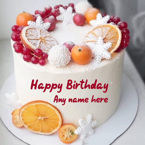 Delicious Fruit Cake with Name Editing