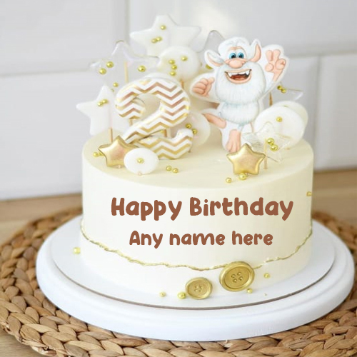 Happy 2nd Birthday Cake with Name Free Editing