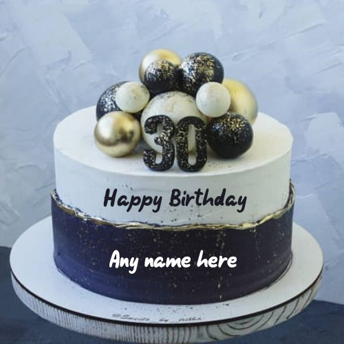 30th Birthday Wishes Cake with Name Editable