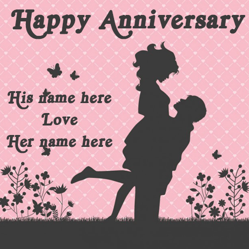 Happy Anniversary Greetings Card with Name Customizable