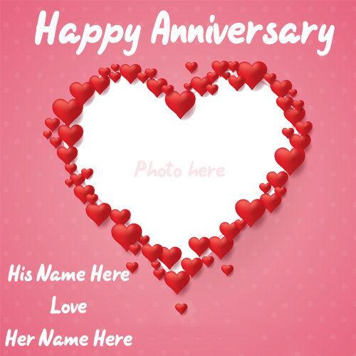 Happy Wedding Anniversary Card with Couple's Name and Photo