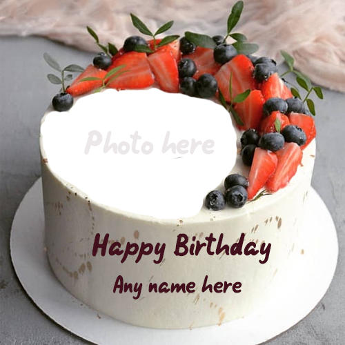 Happy Birthday Strawberry Cake with Name and Photo Editing