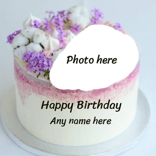 Happy Birthday Flower Cake with Name and Photo Editing Option