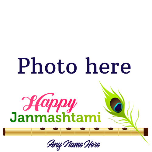 Happy Janmashtami Wishes Card with Name and Photo Editing