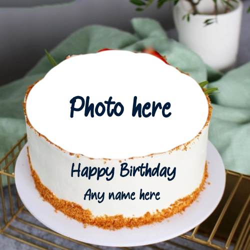 Create Online Happy Birthday Cake with Name and Photo Frame