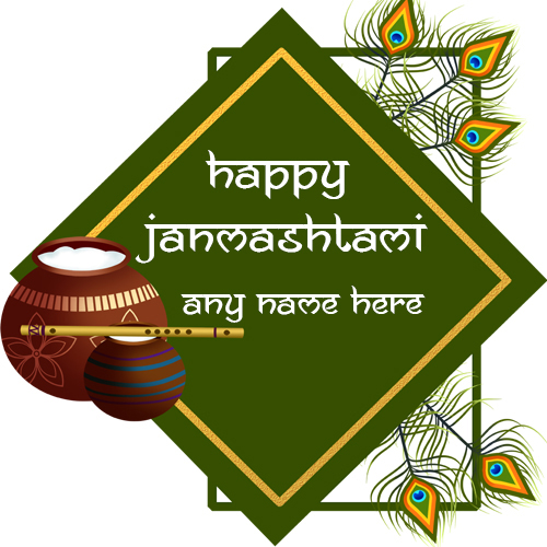 Happy Janmashtami Wish Card with Name Editable Online