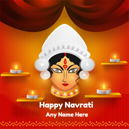 Write Name on Happy Navratri 2025 Wishes Card