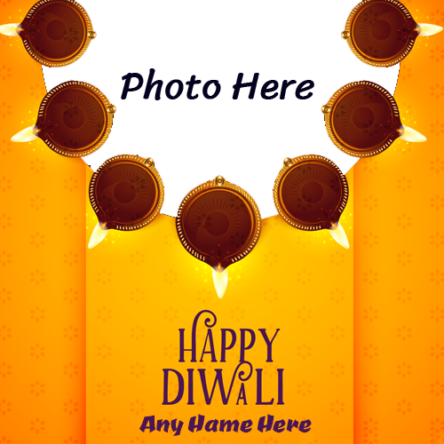 Beautiful Happy Diwali Greeting Card with Name and Photo