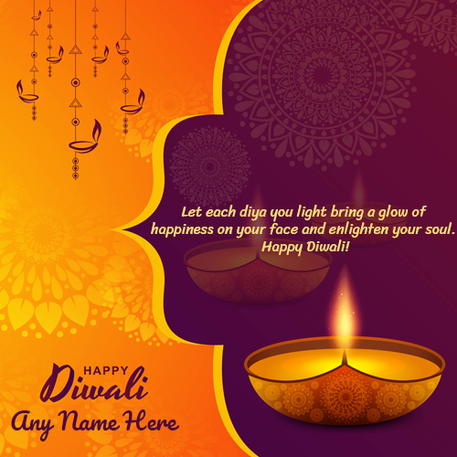 Write Name on Happy Diwali 2025 Wishes Card