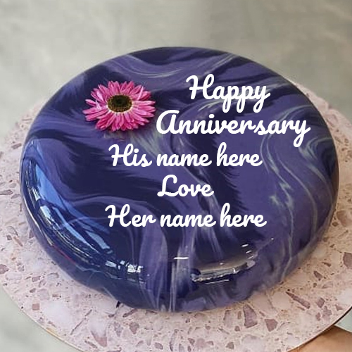 Happy Anniversary Cake with Couple's Name Editable Online