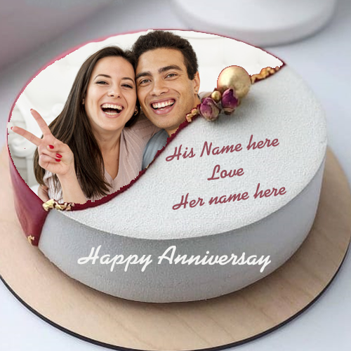 Wedding Anniversary Cake with Name and Photo Editing