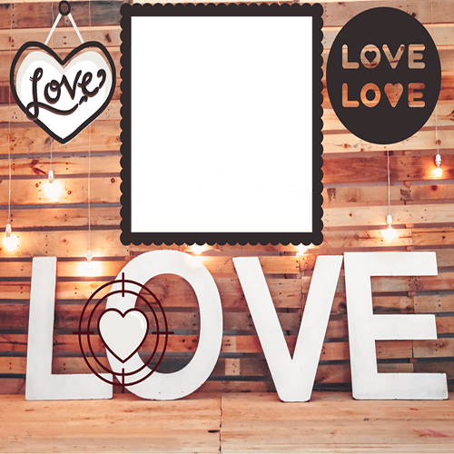 Cute Love Couple Photo Frame with Custom Couple’s Photo