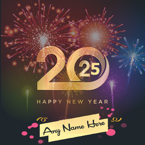 Happy New Year 2025 Card with Name Editing Option