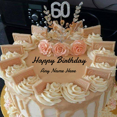 Special 60th Birthday Greetings with Name on Custom Cake