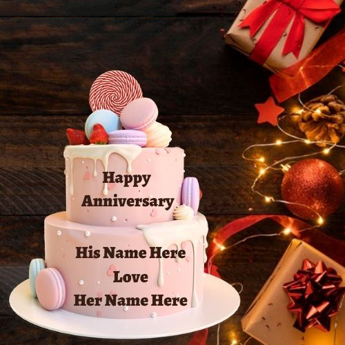 Happy Marriage Anniversary Cake Images with Name Editing