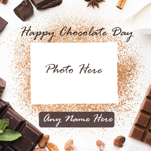Happy Chocolate Day Card with Name and Photo Editing