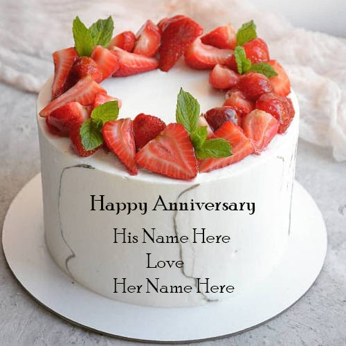 Anniversary Wishes with Names on Cake Customization