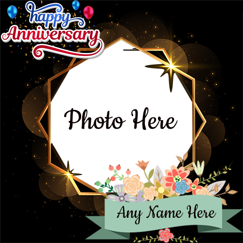 Happy Anniversary Wishes Card with Name and Photo Editing
