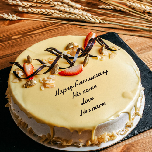 Anniversary Cake with His and Her Name Editing