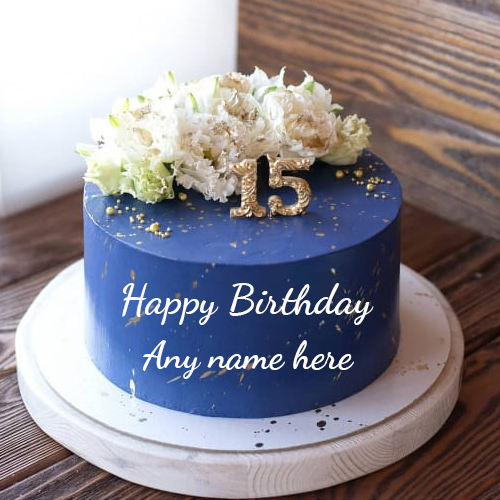 Happy 15th Birthday Wishes Cake with Name Editing