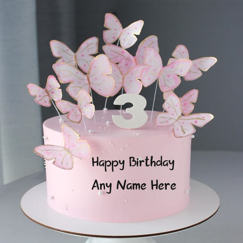 3rd Birthday Cake for Girl with Name Customization