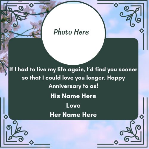 Happy Anniversary Card with Photo and Name Customization Online