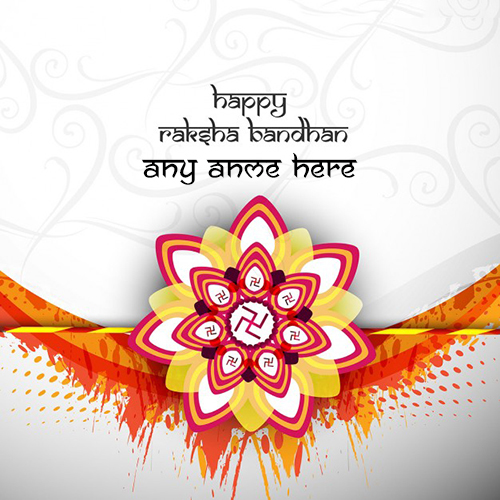 Swastik Rakhi Special Happy Raksha Bandhan Card with Name Editing