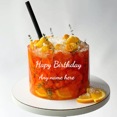 Happy Birthday Lemon Cake with Name Custom Editing