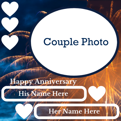 Happy Anniversary Card with Couple’s Name and Photo Editing