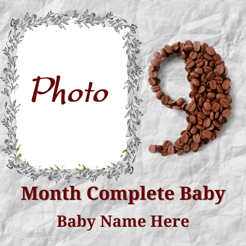 Special 9th Month Completed Greetings Card with Name and Photo