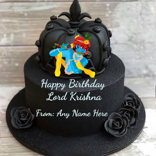 Happy Birthday Krishna Cake with Name Picture Free Download