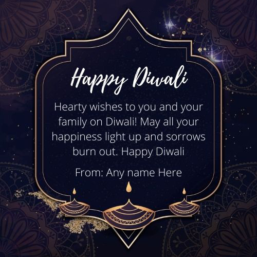 Happy Diwali Greetings Card with Name Online Editing