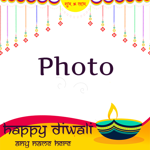 Happy Diwali Wishes Card with Name and Photo Frame Online Editing