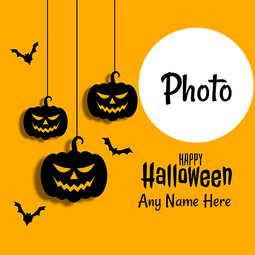 Happy Halloween Greeting Card with Name and Photo Editing