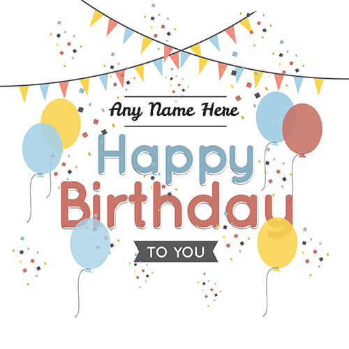 Happy Birthday Balloon Card with Name Customization