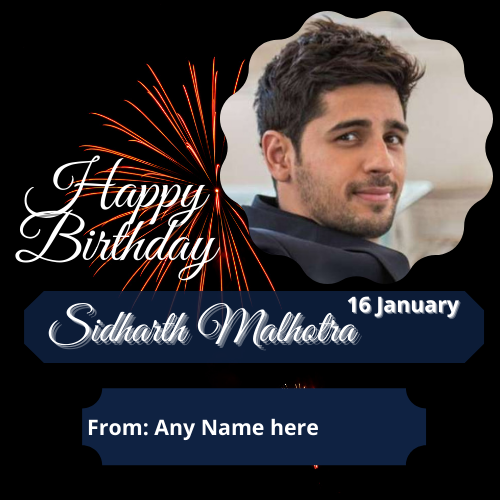 Sidharth Malhotra Birthday Card with Name Customization