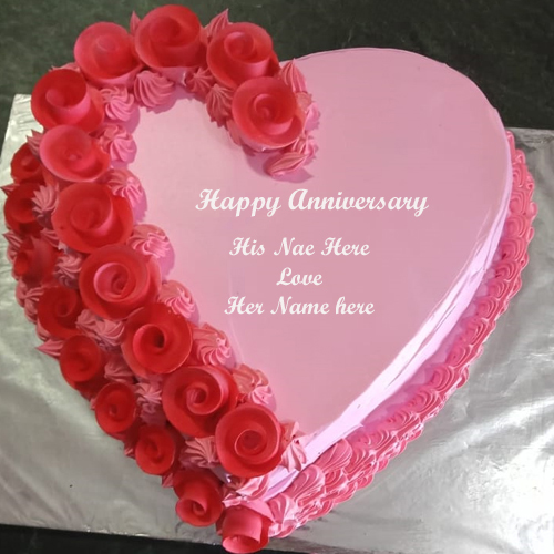 Happy Anniversary Cake Image with Couple’s Name Editing