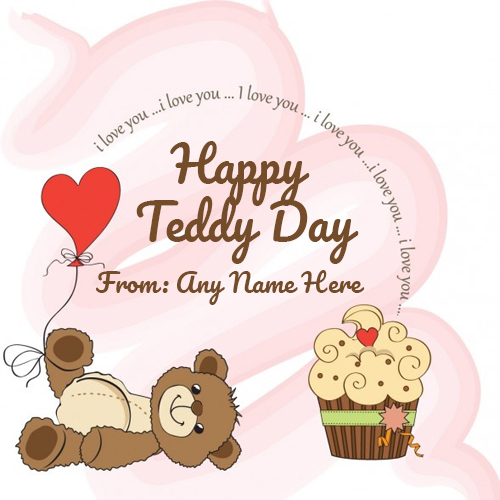 Personalized Happy Teddy Day Greeting Card with Name Customization