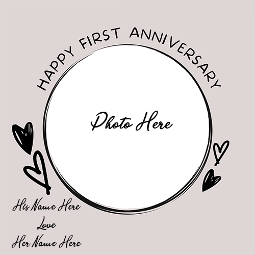 Make Happy First Anniversary Card with Couple’s Name and Photo Editing